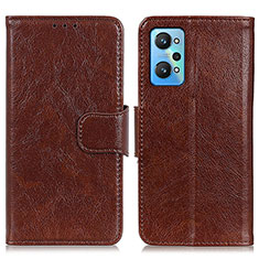 Leather Case Stands Flip Cover Holder N05P for Realme GT Neo 3T 5G Brown
