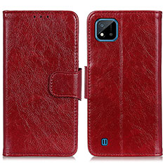 Leather Case Stands Flip Cover Holder N05P for Realme Narzo 50i Red