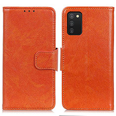 Leather Case Stands Flip Cover Holder N05P for Samsung Galaxy A02s Orange