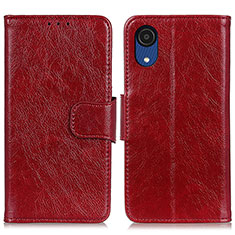 Leather Case Stands Flip Cover Holder N05P for Samsung Galaxy A03 Core Red