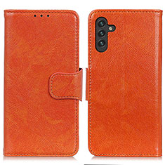 Leather Case Stands Flip Cover Holder N05P for Samsung Galaxy A04s Orange