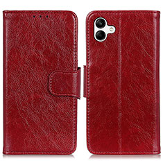 Leather Case Stands Flip Cover Holder N05P for Samsung Galaxy A05 Red