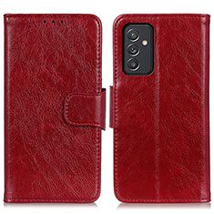 Leather Case Stands Flip Cover Holder N05P for Samsung Galaxy A05s Red