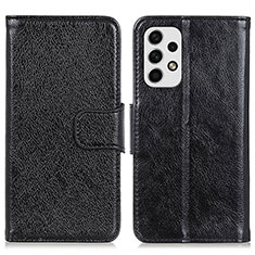 Leather Case Stands Flip Cover Holder N05P for Samsung Galaxy A23 5G Black