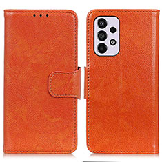 Leather Case Stands Flip Cover Holder N05P for Samsung Galaxy A33 5G Orange