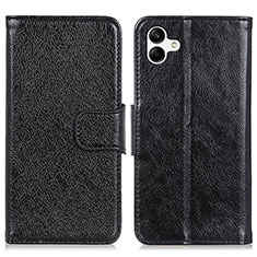 Leather Case Stands Flip Cover Holder N05P for Samsung Galaxy M04 Black