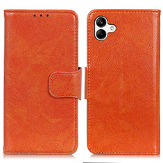 Leather Case Stands Flip Cover Holder N05P for Samsung Galaxy M04 Orange