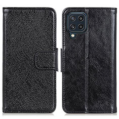 Leather Case Stands Flip Cover Holder N05P for Samsung Galaxy M32 4G Black