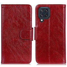 Leather Case Stands Flip Cover Holder N05P for Samsung Galaxy M32 4G Red