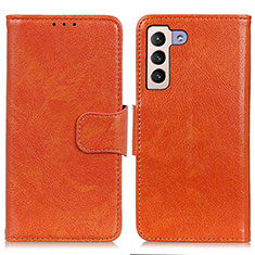 Leather Case Stands Flip Cover Holder N05P for Samsung Galaxy S21 5G Orange