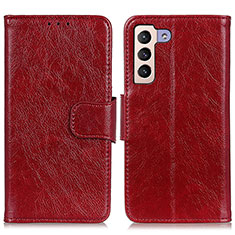 Leather Case Stands Flip Cover Holder N05P for Samsung Galaxy S21 FE 5G Red