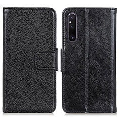 Leather Case Stands Flip Cover Holder N05P for Sony Xperia 1 V Black