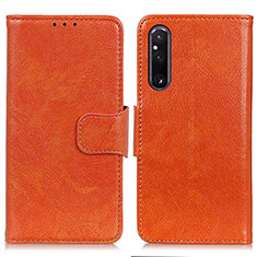 Leather Case Stands Flip Cover Holder N05P for Sony Xperia 1 V Orange