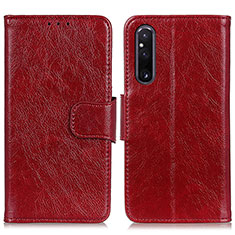 Leather Case Stands Flip Cover Holder N05P for Sony Xperia 1 V Red