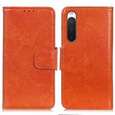 Leather Case Stands Flip Cover Holder N05P for Sony Xperia 10 IV Orange