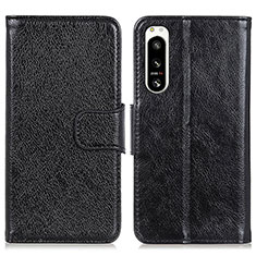 Leather Case Stands Flip Cover Holder N05P for Sony Xperia 5 IV Black