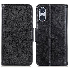 Leather Case Stands Flip Cover Holder N05P for Sony Xperia 5 V Black
