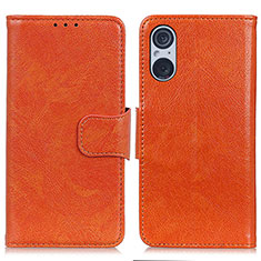 Leather Case Stands Flip Cover Holder N05P for Sony Xperia 5 V Orange