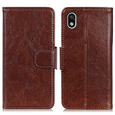 Leather Case Stands Flip Cover Holder N05P for Sony Xperia Ace III Brown