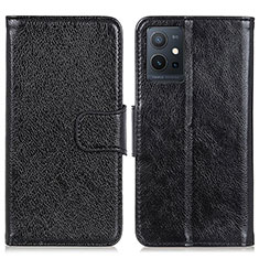 Leather Case Stands Flip Cover Holder N05P for Vivo iQOO Z6 5G Black