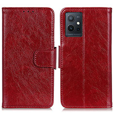 Leather Case Stands Flip Cover Holder N05P for Vivo iQOO Z6 5G Red