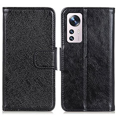 Leather Case Stands Flip Cover Holder N05P for Xiaomi Mi 12 5G Black