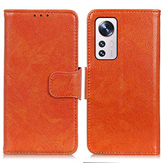Leather Case Stands Flip Cover Holder N05P for Xiaomi Mi 12 5G Orange