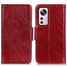 Leather Case Stands Flip Cover Holder N05P for Xiaomi Mi 12 5G Red