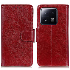 Leather Case Stands Flip Cover Holder N05P for Xiaomi Mi 13 5G Red