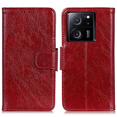 Leather Case Stands Flip Cover Holder N05P for Xiaomi Mi 13T 5G Red