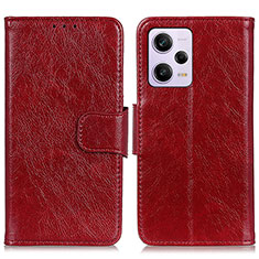 Leather Case Stands Flip Cover Holder N05P for Xiaomi Redmi Note 12 Pro 5G Red