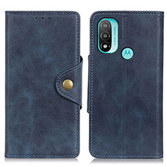 Leather Case Stands Flip Cover Holder N06P for Motorola Moto E30 Blue