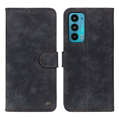 Leather Case Stands Flip Cover Holder N06P for Motorola Moto Edge 20 5G Black