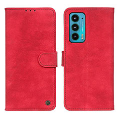 Leather Case Stands Flip Cover Holder N06P for Motorola Moto Edge 20 5G Red