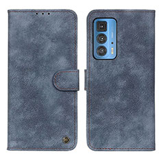 Leather Case Stands Flip Cover Holder N06P for Motorola Moto Edge 20 Pro 5G Blue