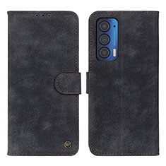 Leather Case Stands Flip Cover Holder N06P for Motorola Moto Edge (2021) 5G Black