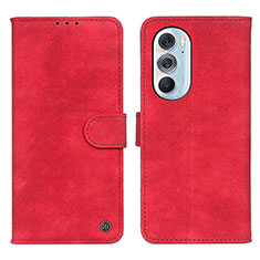 Leather Case Stands Flip Cover Holder N06P for Motorola Moto Edge 30 Pro 5G Red