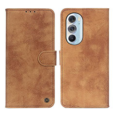 Leather Case Stands Flip Cover Holder N06P for Motorola Moto Edge Plus (2022) 5G Brown