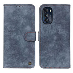 Leather Case Stands Flip Cover Holder N06P for Motorola Moto G 5G (2022) Blue