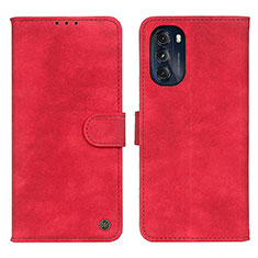 Leather Case Stands Flip Cover Holder N06P for Motorola Moto G 5G (2022) Red