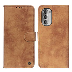 Leather Case Stands Flip Cover Holder N06P for Motorola Moto G Stylus (2022) 4G Brown