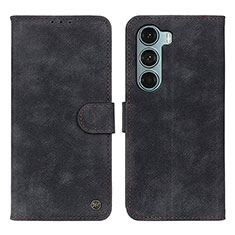 Leather Case Stands Flip Cover Holder N06P for Motorola Moto G200 5G Black