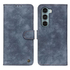 Leather Case Stands Flip Cover Holder N06P for Motorola Moto G200 5G Blue