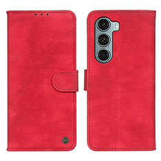 Leather Case Stands Flip Cover Holder N06P for Motorola Moto G200 5G Red