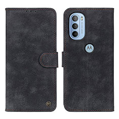 Leather Case Stands Flip Cover Holder N06P for Motorola Moto G41 Black