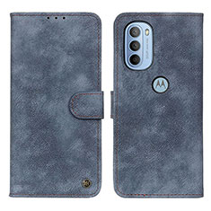Leather Case Stands Flip Cover Holder N06P for Motorola Moto G41 Blue