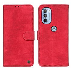 Leather Case Stands Flip Cover Holder N06P for Motorola Moto G41 Red