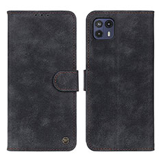 Leather Case Stands Flip Cover Holder N06P for Motorola Moto G50 5G Black