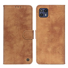 Leather Case Stands Flip Cover Holder N06P for Motorola Moto G50 5G Brown