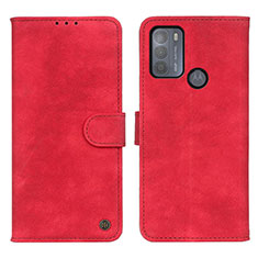 Leather Case Stands Flip Cover Holder N06P for Motorola Moto G50 Red